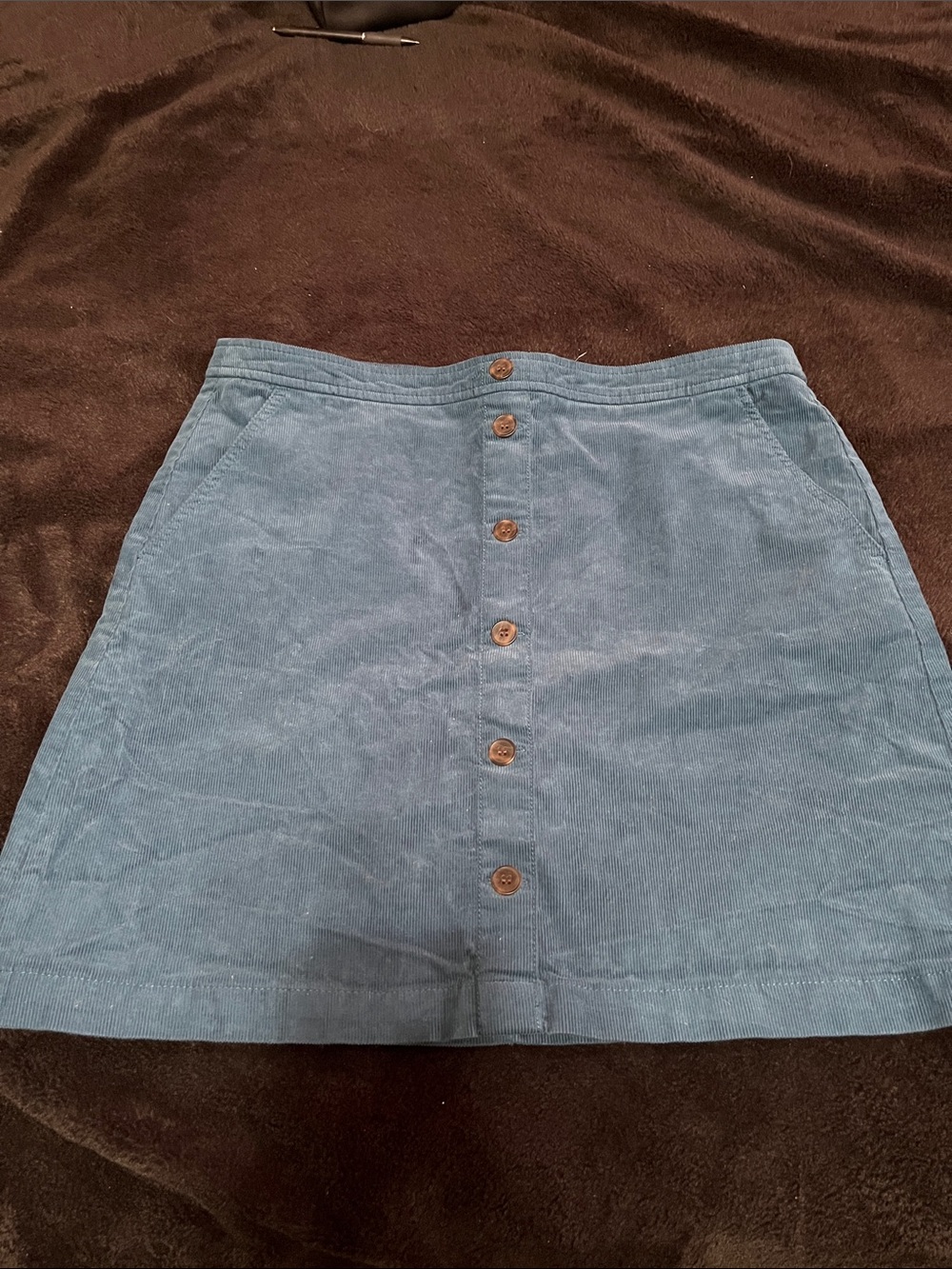 Button-Front Corduroy J. Crew Mini Skirt Blue